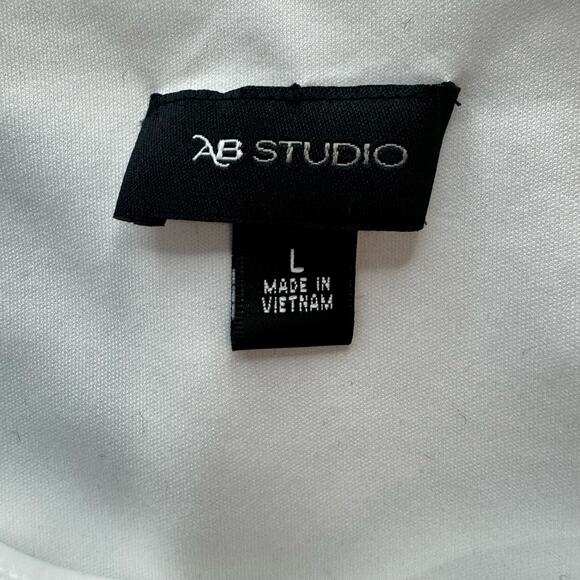 Women's AB Studio White Boho Chic Bubble hem Bell Sleeve Top L - Picture 4 of 13